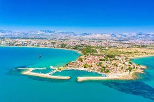 Aerial,Top,Drone,View,Of,Ancient,Side,Town,,Antalya,Province