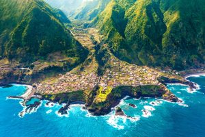 Aerial,View,-,Land,Meets,Ocean,In,Seixal,,Madeira,,Portugal